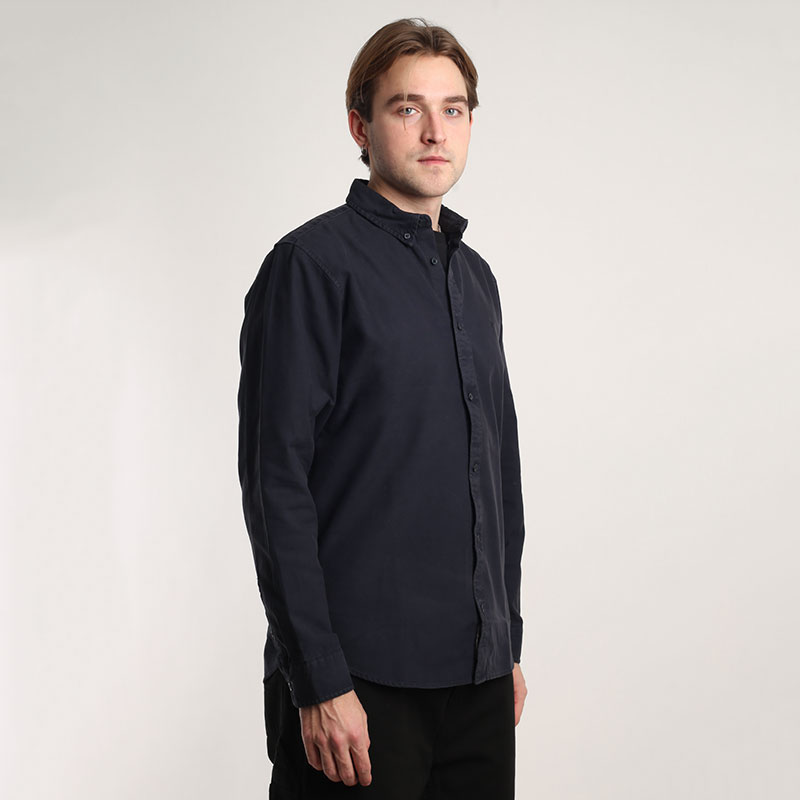 мужская синяя рубашка Carhartt WIP L/S Bolton Shirt I030238-dark navy - цена, описание, фото 3